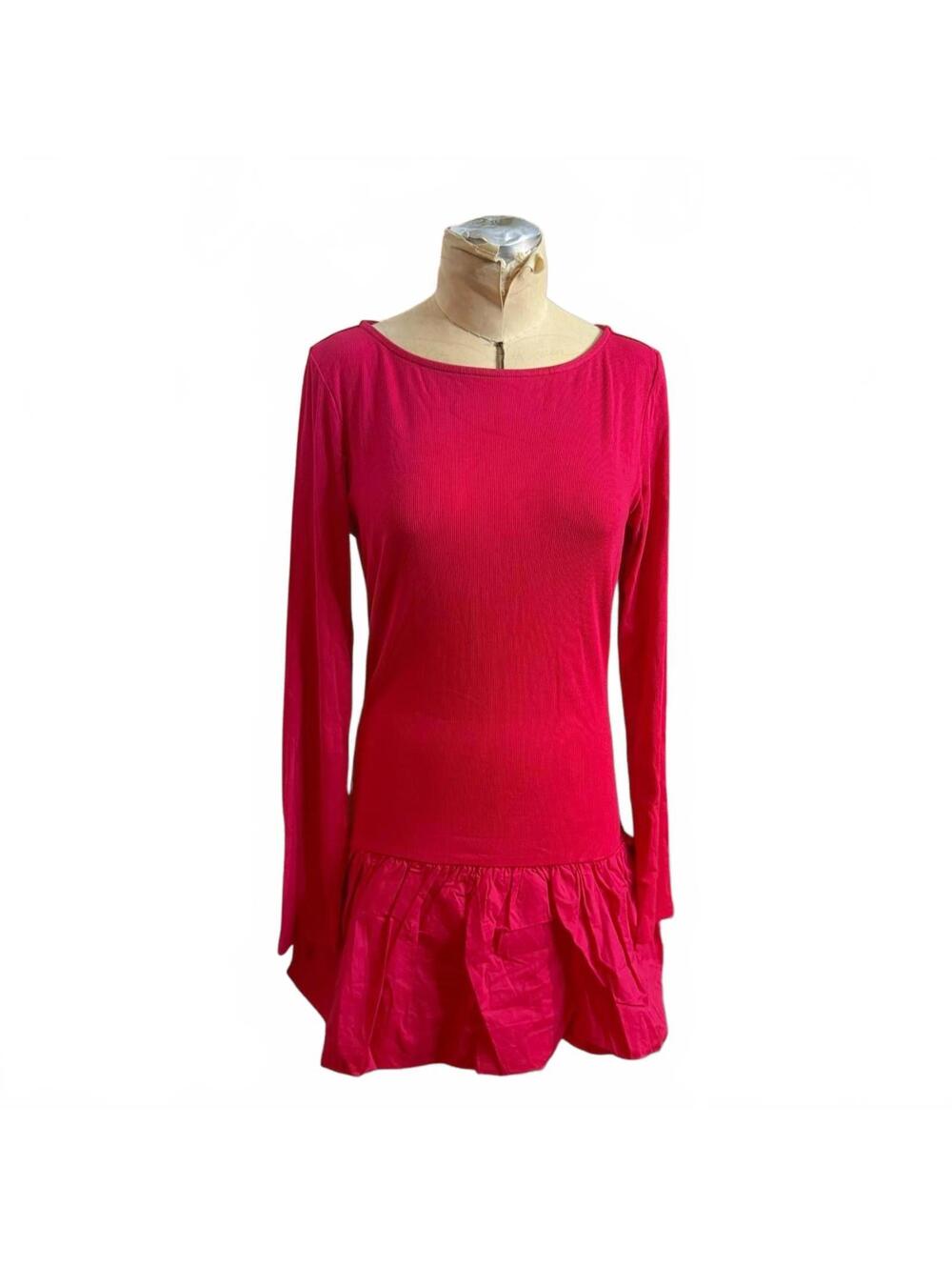 Lulus Red Long Sleeve Dress with Ruffled Hem